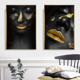 Beautiful Golden Black Lady Golden Canvas Painting Fashion Poster Print For Living Room HD Wall Art Ins Home Cuadros Decoracion - one46.com.au