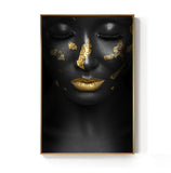 Beautiful Golden Black Lady Golden Canvas Painting Fashion Poster Print For Living Room HD Wall Art Ins Home Cuadros Decoracion - one46.com.au