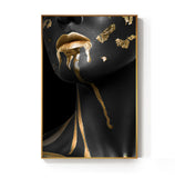 Beautiful Golden Black Lady Golden Canvas Painting Fashion Poster Print For Living Room HD Wall Art Ins Home Cuadros Decoracion - one46.com.au