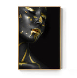 Beautiful Golden Black Lady Golden Canvas Painting Fashion Poster Print For Living Room HD Wall Art Ins Home Cuadros Decoracion - one46.com.au