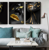 Beautiful Golden Black Lady Golden Canvas Painting Fashion Poster Print For Living Room HD Wall Art Ins Home Cuadros Decoracion - one46.com.au