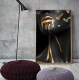 Beautiful Golden Black Lady Golden Canvas Painting Fashion Poster Print For Living Room HD Wall Art Ins Home Cuadros Decoracion - one46.com.au