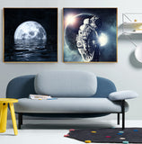 Space Astronaut Planet Canvas Painting Moon Eclipse Posters And Print Modern Wall Art Picture For Living Room Studio Aisle Decor - one46.com.au