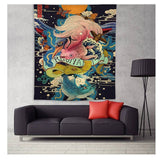 Japan Kanagawa Waves Printed Hanging Tapestry Whale Arowana Wall Hanging Tapestries Boho Bedspread Yoga Mat Blanket 200*148cm - one46.com.au