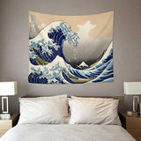 Japan Kanagawa Waves Printed Hanging Tapestry Whale Arowana Wall Hanging Tapestries Boho Bedspread Yoga Mat Blanket 200*148cm - one46.com.au