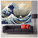 Japan Kanagawa Waves Printed Hanging Tapestry Whale Arowana Wall Hanging Tapestries Boho Bedspread Yoga Mat Blanket 200*148cm - one46.com.au