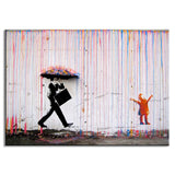 COSY MOMENT Banksy Art Prints Colorful Rain Canvas Painting Banksy Poster Wall Art Painting Decor For Living Room ZS024 - one46.com.au