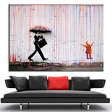 COSY MOMENT Banksy Art Prints Colorful Rain Canvas Painting Banksy Poster Wall Art Painting Decor For Living Room ZS024 - one46.com.au