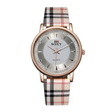 SOXY Womens Watch Simple Plaid Leather Band Quartz Wristwatch Ladies Classic Casual Fashion Watch Women Watches relogio feminino - one46.com.au