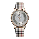 SOXY Womens Watch Simple Plaid Leather Band Quartz Wristwatch Ladies Classic Casual Fashion Watch Women Watches relogio feminino - one46.com.au