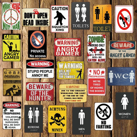 [ Mike86 ] ANGERY GAMER Stop Fart Toilet Beware Christmas Funny Metal Sign Home Retro wall Painting art Decor Poster Art FG-509 - one46.com.au
