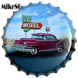 [ Mike86 ] Route66 Car Bottle Cap Metal Painting Vintage Souvenir Home Gift Party Store Bar Decor 40 CM BG-51 - one46.com.au