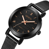 Simple Ladies Gold Watch Women Famous Brand Minimalist Steel Mesh Simple Geneva Watch Women Role Quartz Watch @F - one46.com.au