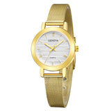 Simple Ladies Gold Watch Women Famous Brand Minimalist Steel Mesh Simple Geneva Watch Women Role Quartz Watch @F - one46.com.au