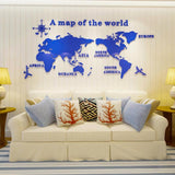 5 Colors 3D Acrylic World Map Wall Sticker For Office Room Living Room Sofa Background Decoration Map of World Wall Stickers - one46.com.au