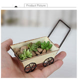 Vintage Iron Plant Pot Home Decoration Accessories Retro Cart Model Figurines Mini Cart Miniature Desktop Props Vase Flower Pot - one46.com.au