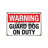 [ Mike86 ] Beware of the DOG GUARD ON DUTY WARNING DANGER Metal Tin Sign Wall Plaque Poster Painting Christmas Decor Art FG-519 - one46.com.au