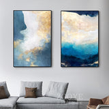 Abstract Modern Dreamy Color Canvas Painting Fashion Golden Poster And Print For Living Room Asile Bedroom Wall Art La imagen HD - one46.com.au
