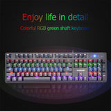 SUNROSE T600 USB Wired Blue Switch Mechanical Keyboard Waterproof 104 Keys 6-Color RGB Backlight Gaming Keyboard for Laptop PC - one46.com.au
