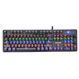 SUNROSE T600 USB Wired Blue Switch Mechanical Keyboard Waterproof 104 Keys 6-Color RGB Backlight Gaming Keyboard for Laptop PC - one46.com.au