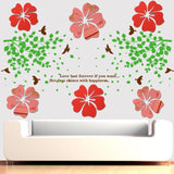 5Pcs Acrylic Mirror Wall Stickers DIY Home Art Stickers for Living Room TV Background Decoration Hibiscus Flower Decals - one46.com.au