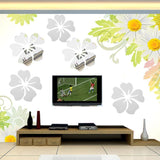 5Pcs Acrylic Mirror Wall Stickers DIY Home Art Stickers for Living Room TV Background Decoration Hibiscus Flower Decals - one46.com.au