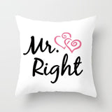 ZENGIA Love Couple Pillow Case Letter Mr and Mrs Pillow Cover Mr and Mrs Cushion Covers for Home Wedding Decoration Valentine - one46.com.au