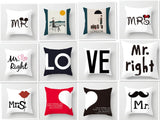 ZENGIA Love Couple Pillow Case Letter Mr and Mrs Pillow Cover Mr and Mrs Cushion Covers for Home Wedding Decoration Valentine - one46.com.au