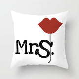 ZENGIA Love Couple Pillow Case Letter Mr and Mrs Pillow Cover Mr and Mrs Cushion Covers for Home Wedding Decoration Valentine - one46.com.au