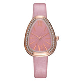 Watches Women Red Leather Strap Ladies Sport Watch Snake Rhinestone Creative Dial Triangle Fashion Luxury Dress Quartz Watch - one46.com.au