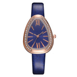 Watches Women Red Leather Strap Ladies Sport Watch Snake Rhinestone Creative Dial Triangle Fashion Luxury Dress Quartz Watch - one46.com.au