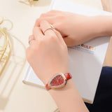 Watches Women Red Leather Strap Ladies Sport Watch Snake Rhinestone Creative Dial Triangle Fashion Luxury Dress Quartz Watch - one46.com.au