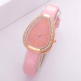 Watches Women Red Leather Strap Ladies Sport Watch Snake Rhinestone Creative Dial Triangle Fashion Luxury Dress Quartz Watch - one46.com.au