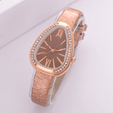 Watches Women Red Leather Strap Ladies Sport Watch Snake Rhinestone Creative Dial Triangle Fashion Luxury Dress Quartz Watch - one46.com.au