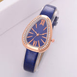 Watches Women Red Leather Strap Ladies Sport Watch Snake Rhinestone Creative Dial Triangle Fashion Luxury Dress Quartz Watch - one46.com.au