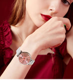 Women's Wristwatches Luxury Silver Popular Pink Dial Flowers Metal Ladies Bracelet Quartz Clock Fashion Wrist Watch 2019 Top - one46.com.au