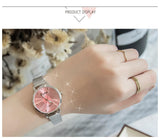 Women's Wristwatches Luxury Silver Popular Pink Dial Flowers Metal Ladies Bracelet Quartz Clock Fashion Wrist Watch 2019 Top - one46.com.au