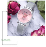 Women's Wristwatches Luxury Silver Popular Pink Dial Flowers Metal Ladies Bracelet Quartz Clock Fashion Wrist Watch 2019 Top - one46.com.au