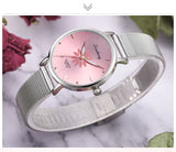 Women's Wristwatches Luxury Silver Popular Pink Dial Flowers Metal Ladies Bracelet Quartz Clock Fashion Wrist Watch 2019 Top - one46.com.au