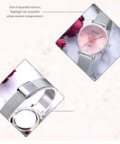 Women's Wristwatches Luxury Silver Popular Pink Dial Flowers Metal Ladies Bracelet Quartz Clock Fashion Wrist Watch 2019 Top - one46.com.au