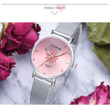 Women's Wristwatches Luxury Silver Popular Pink Dial Flowers Metal Ladies Bracelet Quartz Clock Fashion Wrist Watch 2019 Top - one46.com.au