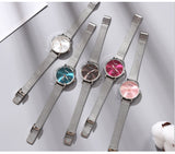 Women's Wristwatches Luxury Silver Popular Pink Dial Flowers Metal Ladies Bracelet Quartz Clock Fashion Wrist Watch 2019 Top - one46.com.au