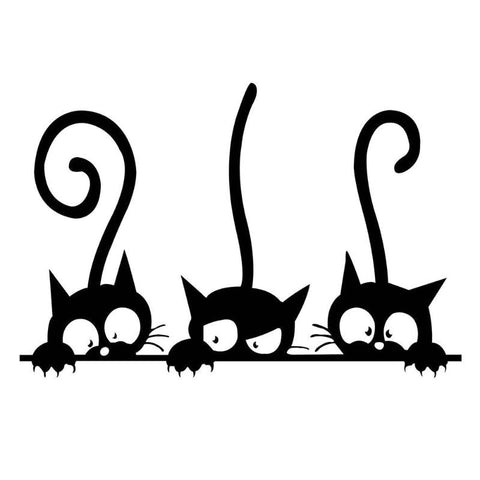 3 Funny Cats Printed Wall Stickers For Kids Rooms DIY Home Decoration Cartoon Animals Wall Decals PVC Mural Art - one46.com.au