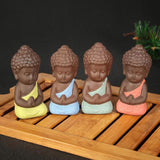 small Buddha statue monk figurine tathagata India Yoga Mandala tea pet purple ceramic crafts decorative ceramic ornaments - one46.com.au