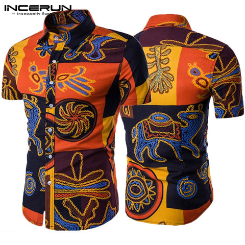 Mens Clothing Men Shirts Dress Short Sleeve Slim Fit Loose Cotton Shirt Casual Button Down Hawaiian Beach Camisas Hombre Summer - one46.com.au