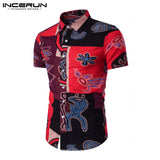 Mens Clothing Men Shirts Dress Short Sleeve Slim Fit Loose Cotton Shirt Casual Button Down Hawaiian Beach Camisas Hombre Summer - one46.com.au