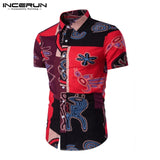 Mens Clothing Men Shirts Dress Short Sleeve Slim Fit Loose Cotton Shirt Casual Button Down Hawaiian Beach Camisas Hombre Summer - one46.com.au