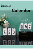 Nordic DIY Iron Bird Page Flip Calendar Decoration Crafts Creative Wooden Perpetual Calendar Home Decoration Accessories Modern - one46.com.au