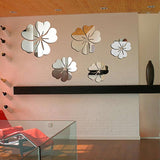 Silvery Petal Decal 5 Flowers Mirror Wall Stickers Crystal Room Decoration Paster Wallpaper E5M1 - one46.com.au