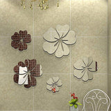 Silvery Petal Decal 5 Flowers Mirror Wall Stickers Crystal Room Decoration Paster Wallpaper E5M1 - one46.com.au